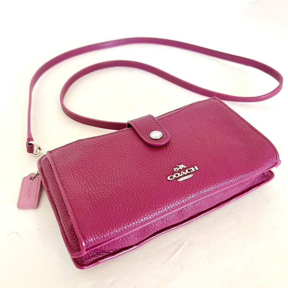Coach Noa Pop Up Crossbody Bag Berry Maroon Messenger Bag Purse Wallet - Picture 2 of 13